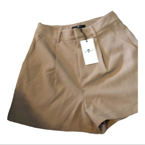 7 Seven for all mankind taupe‎ tan pocketed pleated trouser shorts size 4 new - Picture 1 of 12